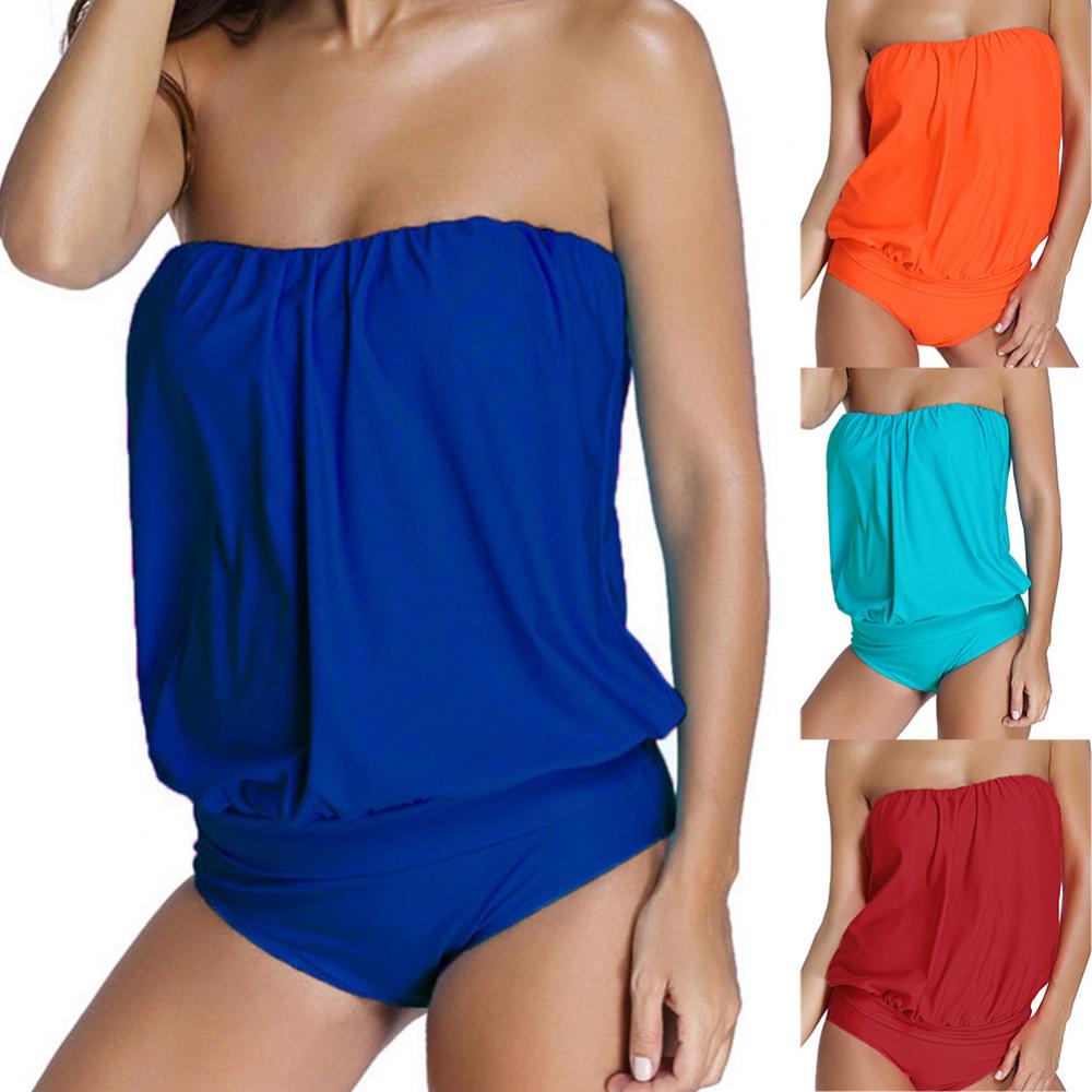 Plus Size Backless Strapless One Piece Swimsuit