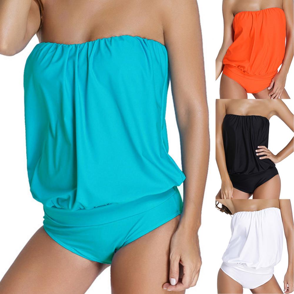 Plus Size Backless Strapless One Piece Swimsuit