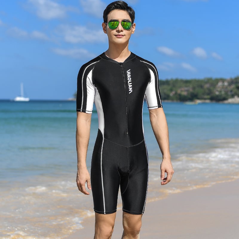 Men's Short-Sleeved One-Piece Surfing Swimsuit
