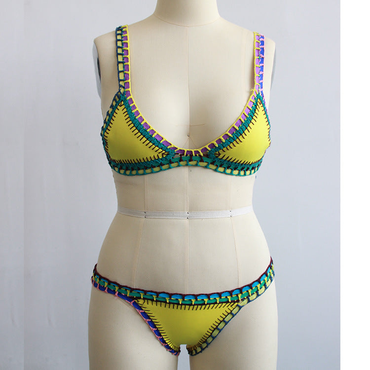 Handmade Colorful Bikini Set with Sexy Crochet Trim